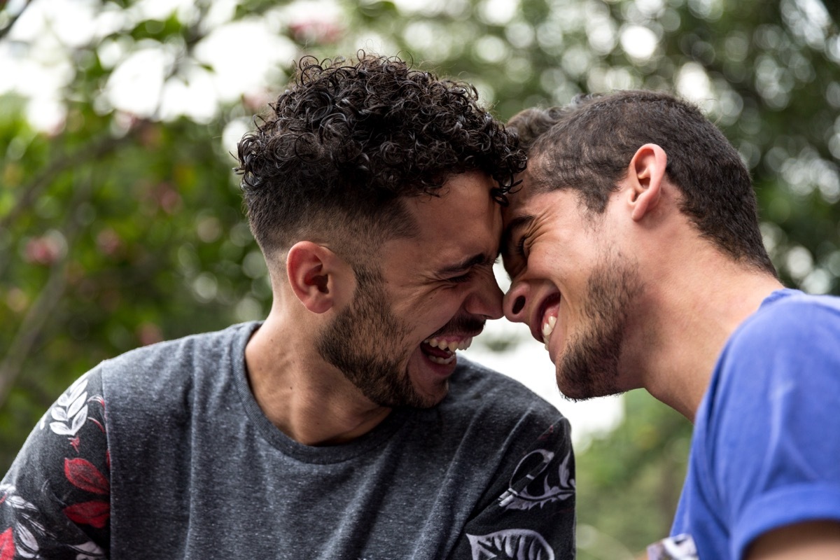 happy couple in a park