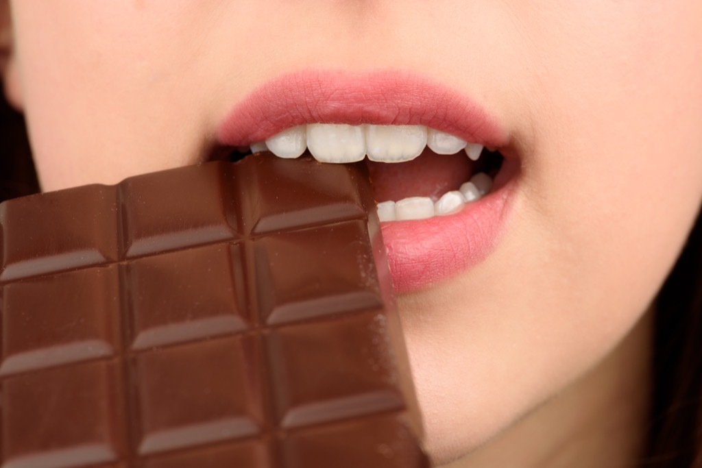 woman eating chocolate