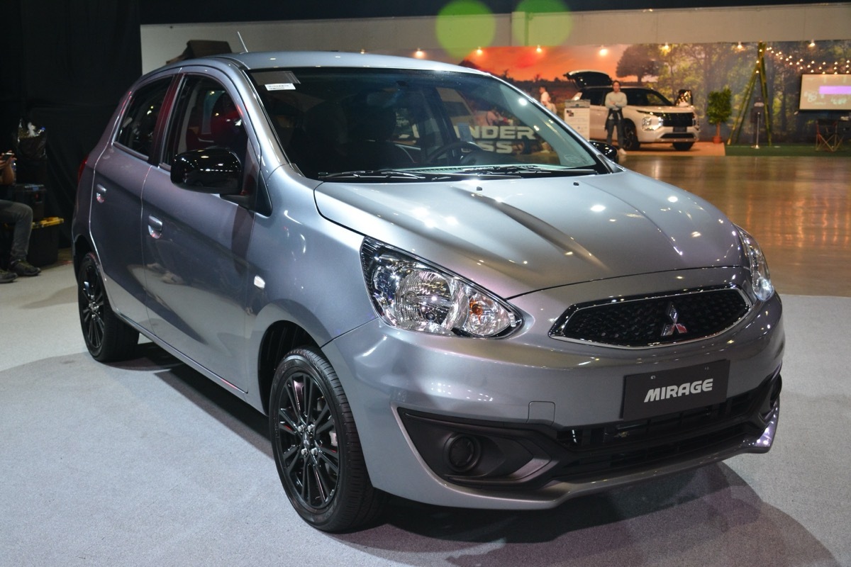 mitsubishi mirage on display in a dealership