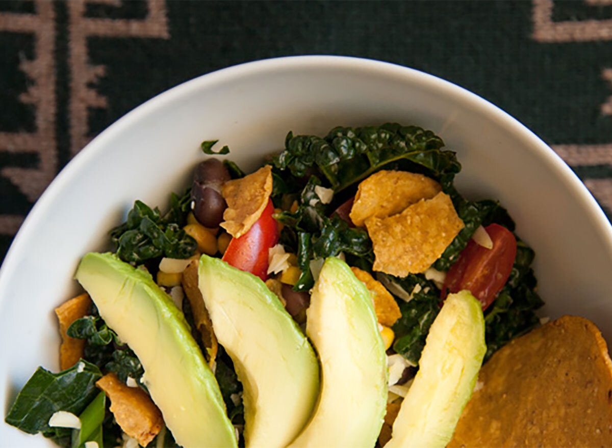 nacho kale salad with avocado