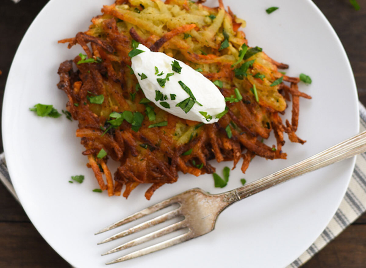 spiced potato and carrot latkes