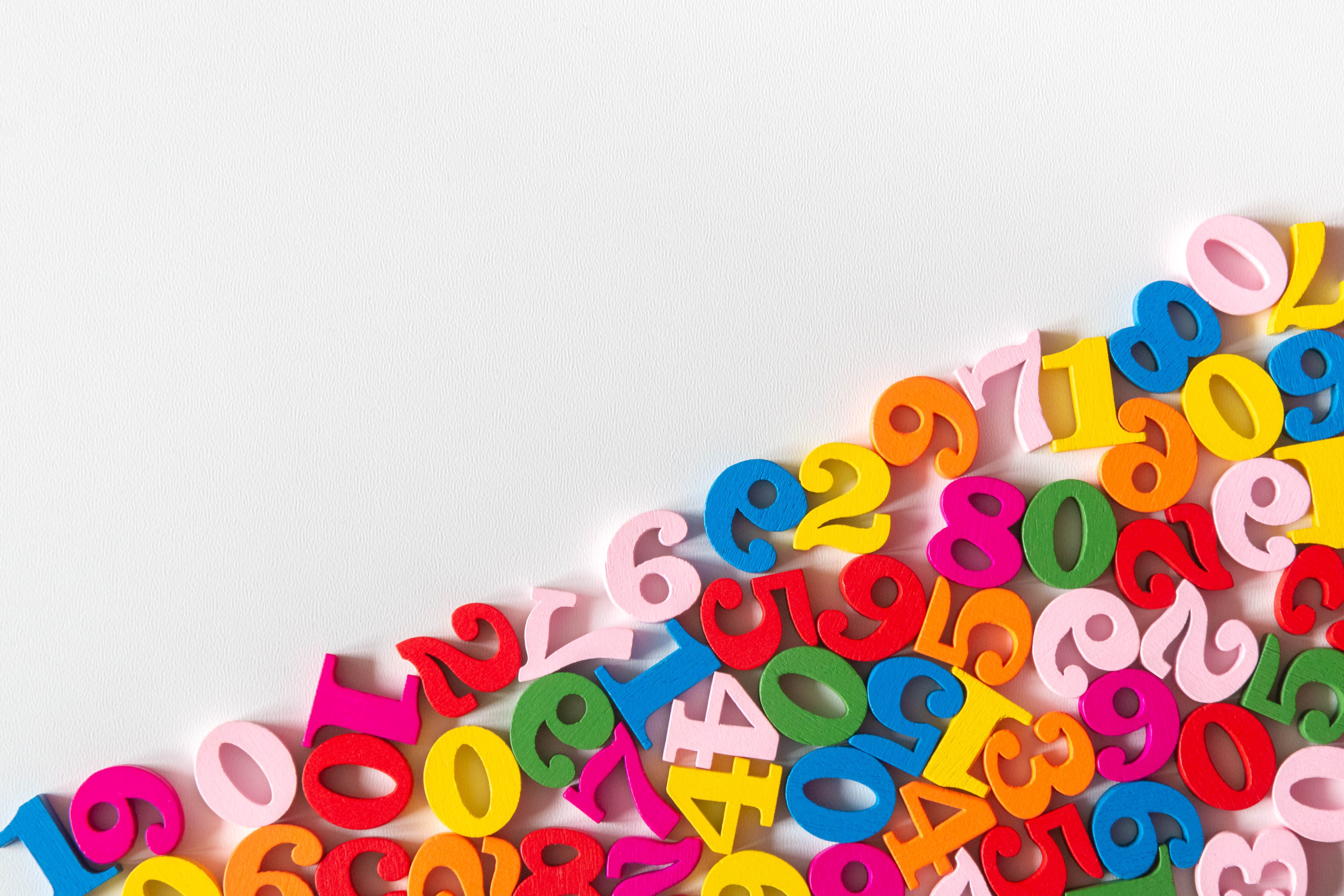 cluster of colorful wooden numbers