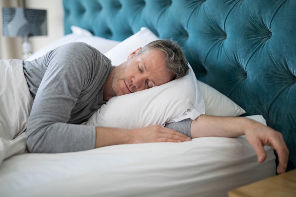 grey haired man sleeping, healthier man