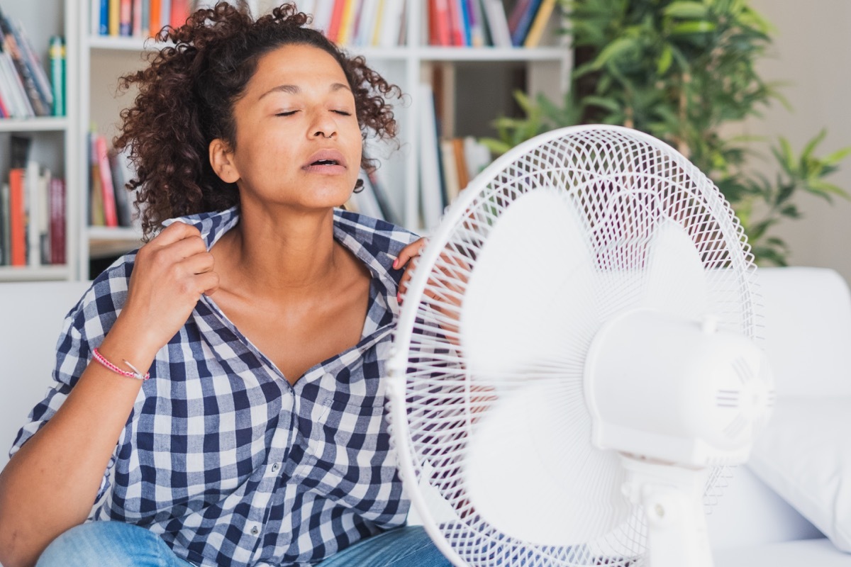 Woman during summer heat looking for refreshment