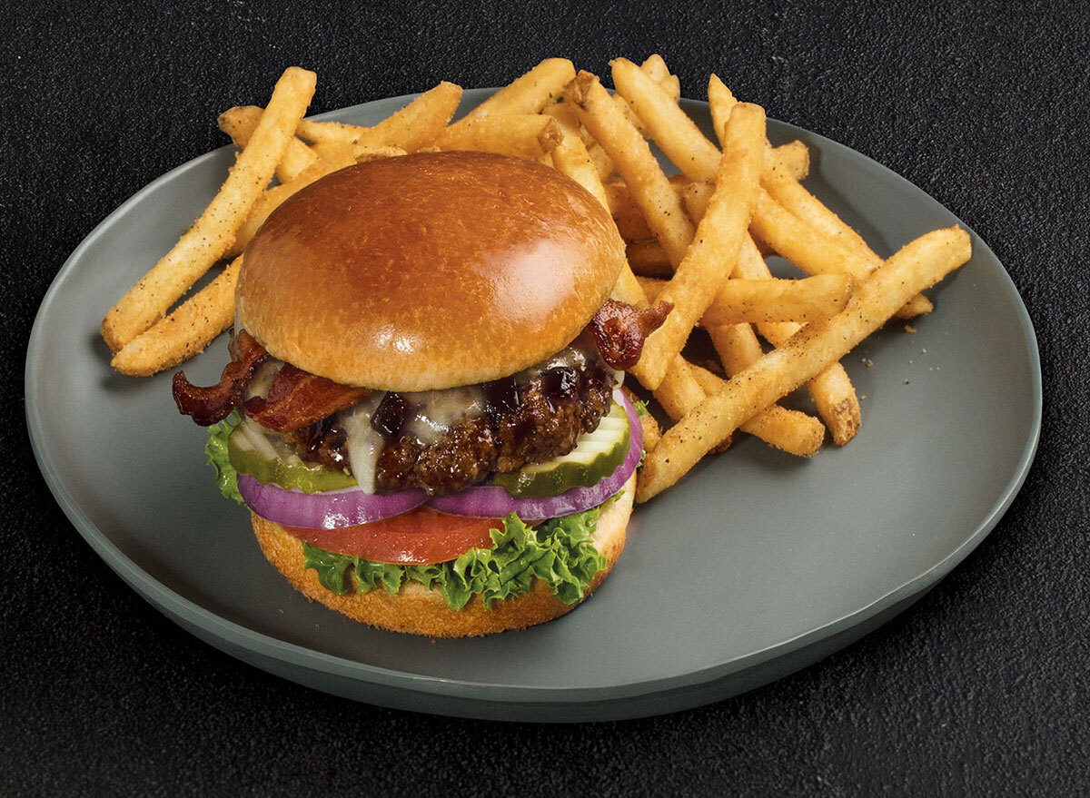 tgi fridays signature whiskey glazed burger plate