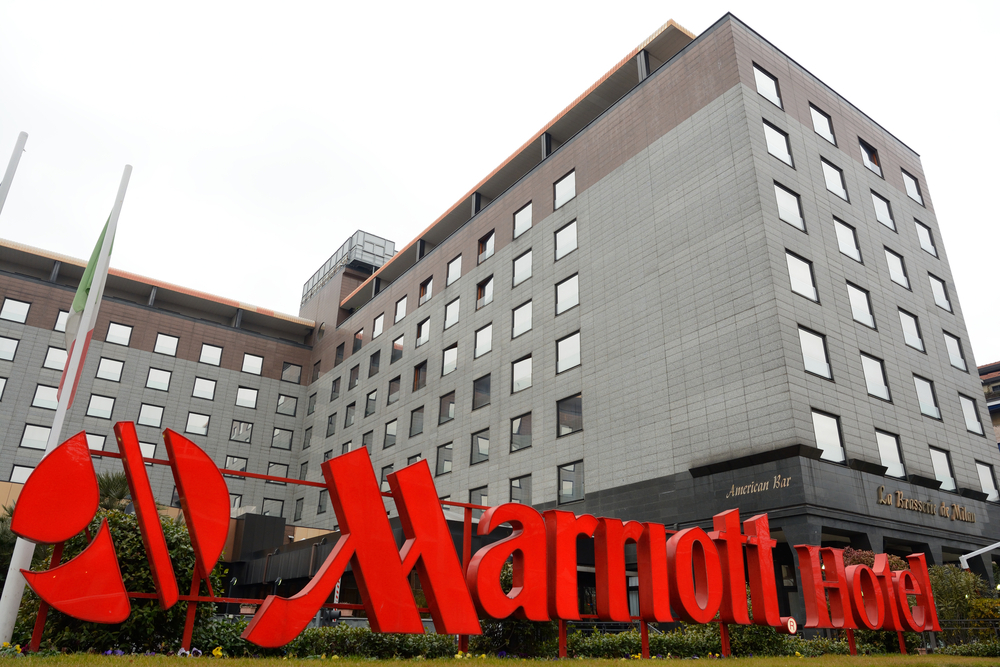 The exterior of a Marriott hotel