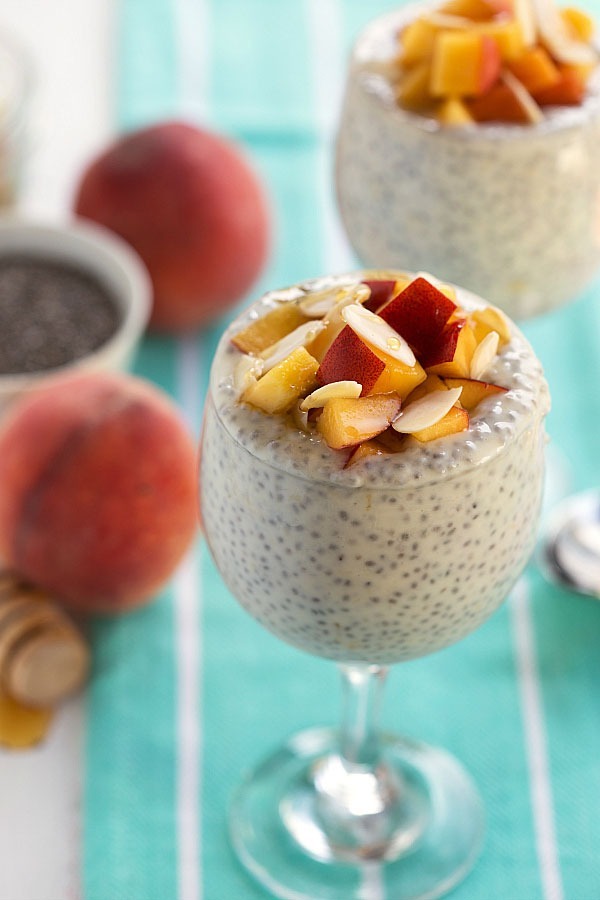 Vanilla-Almond and Creamy Peach Chia Pudding