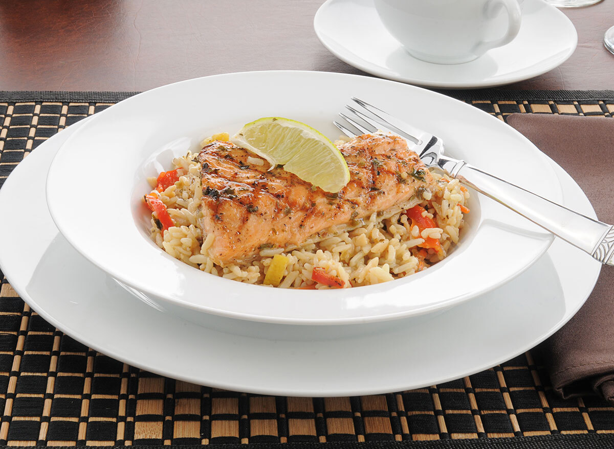 salmon and brown rice