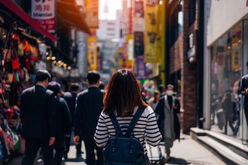 Busy street in South Korea