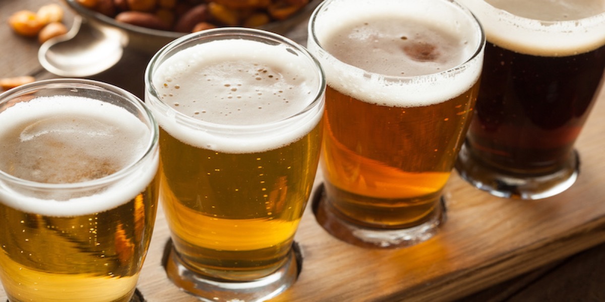 Assorted Beers in a Flight 