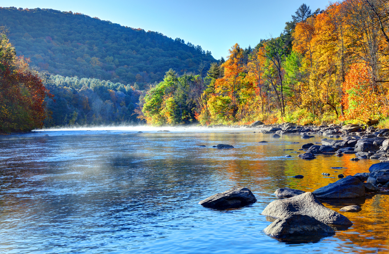 A view of a lake in Litchfield Hills, Connecticut