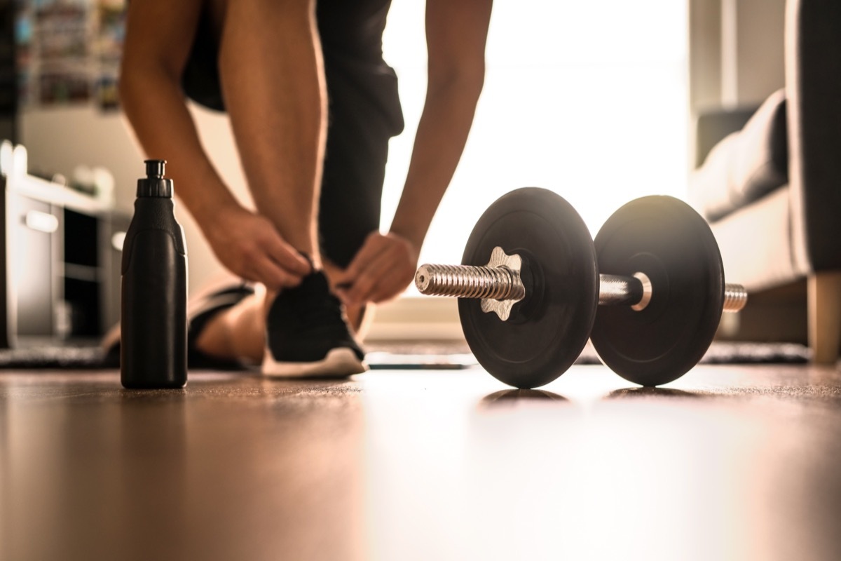 morning workout, person getting ready to workout