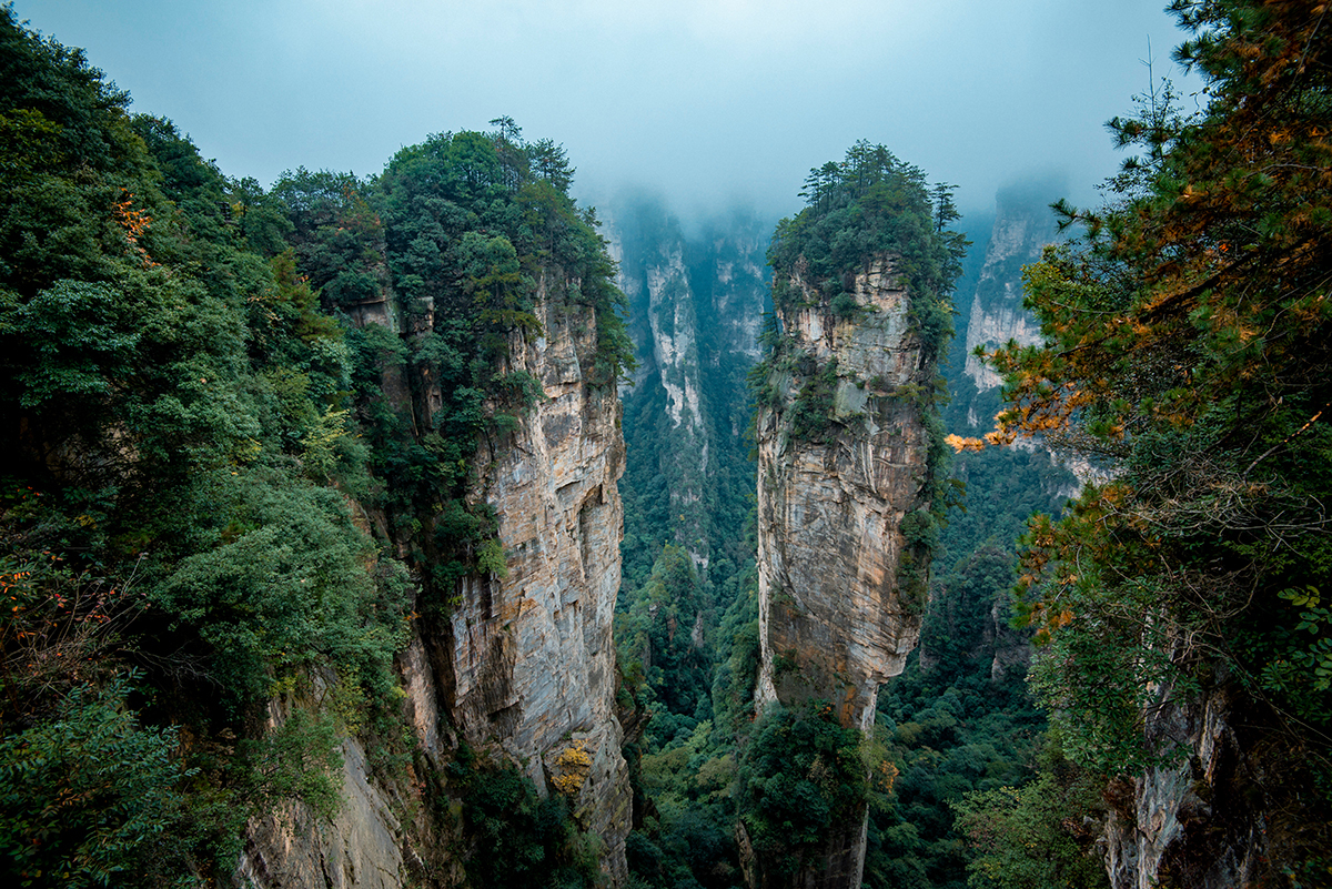 pillars of quartz rock formation in China