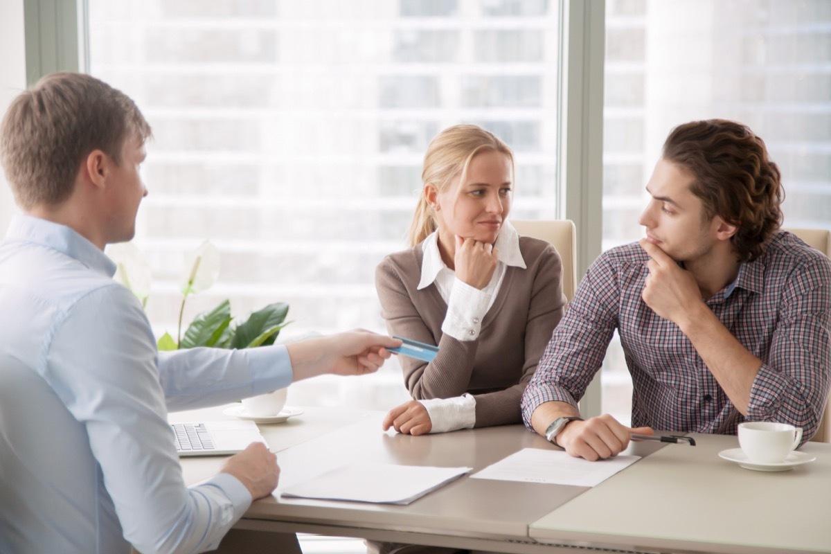 Couple having a meeting about money and credit card spending