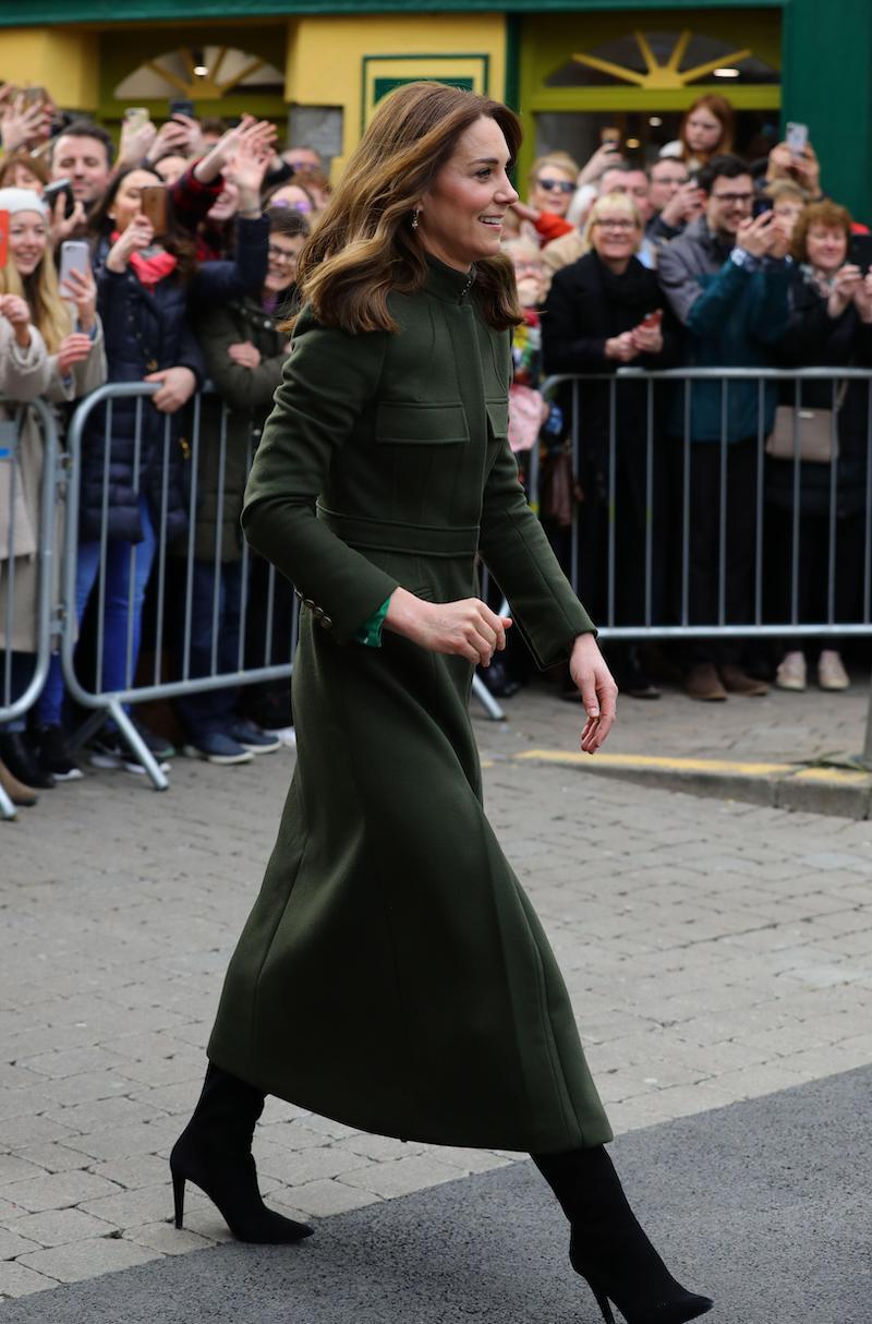 The Duchess of Cambridge meets local Galwegians after a visit to a traditional Irish pub in Galway city centre on the third day of her visit to the Republic of Ireland in March 2020