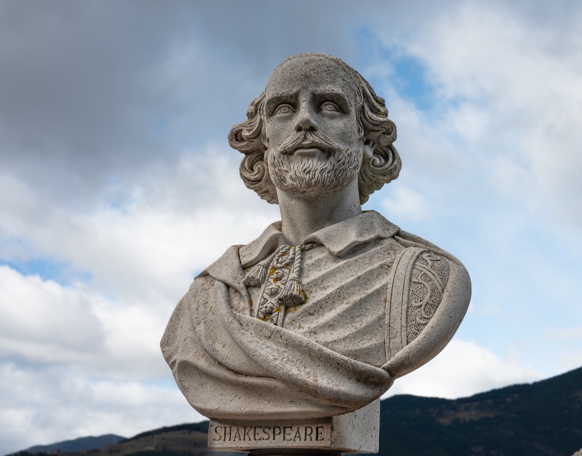 Shakespeare bust stone sculpture portrait