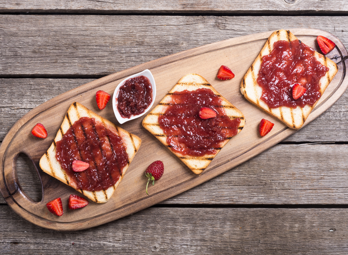 Strawberry jelly on toast