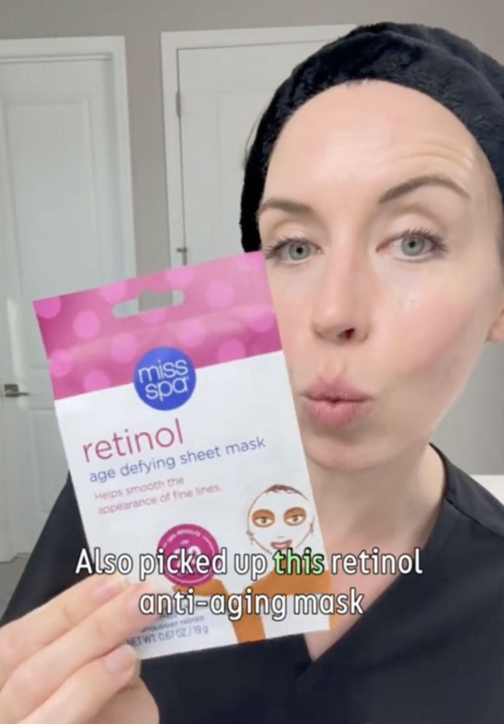 Dermatologist Maren Locke holds up a skincare product from Dollar Tree