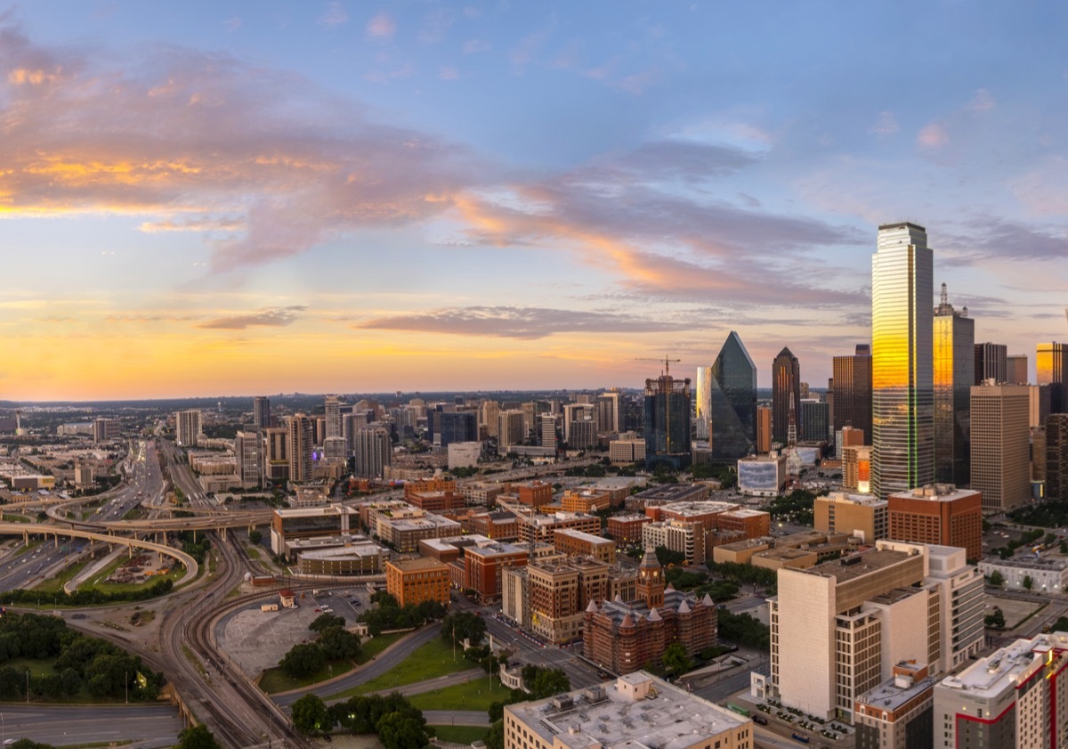 Dallas skyline in the evening hour