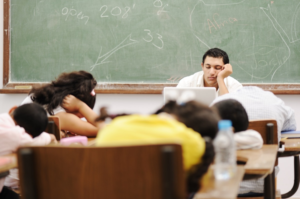 teacher asleep in class