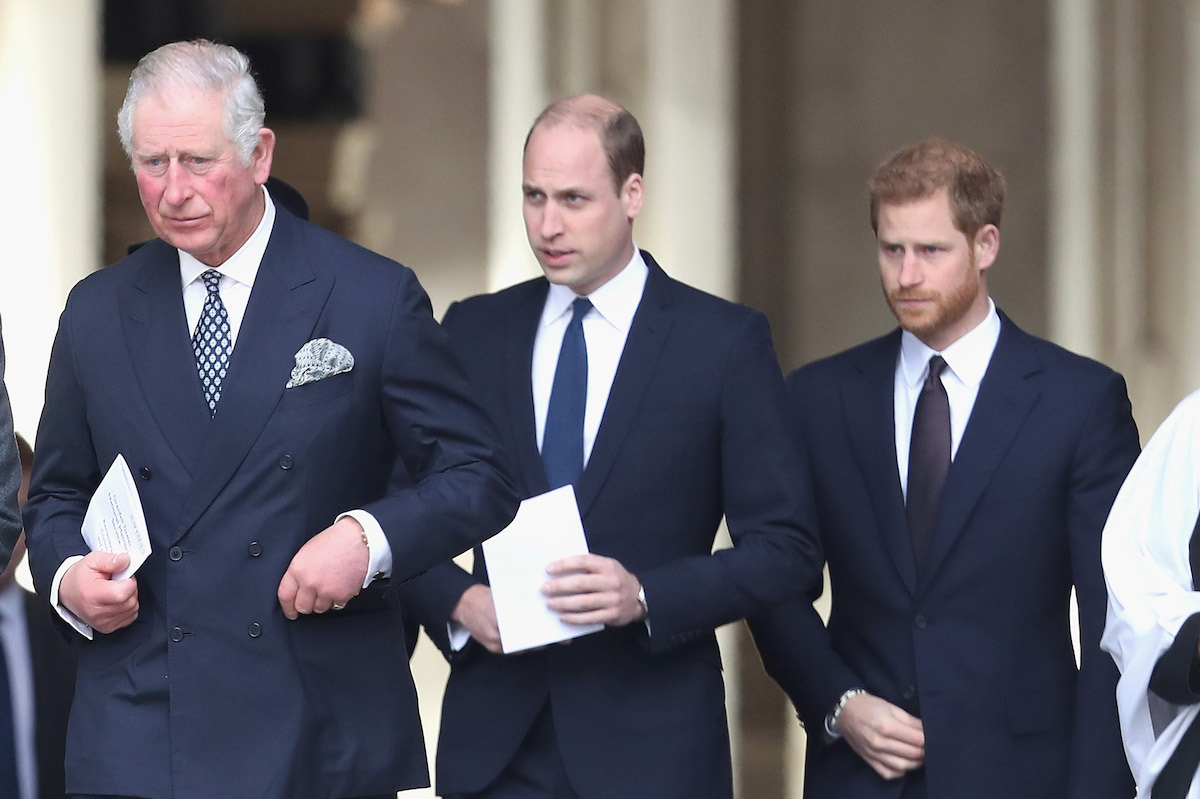 Prince Charles, Prince William, and Prince Harry attend the Grenfell Tower National Memorial Service held at St Paul's Cathedral on December 14, 2017 in London, England. 