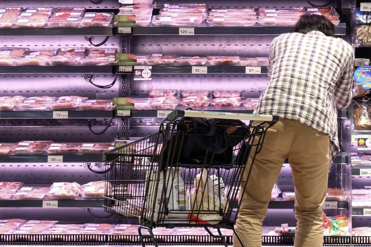 Man shopping for bacon