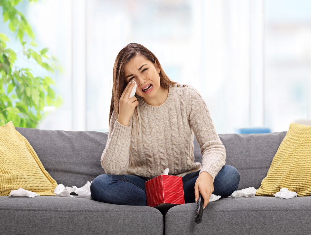 Girl Crying in Front of Television Sensitive