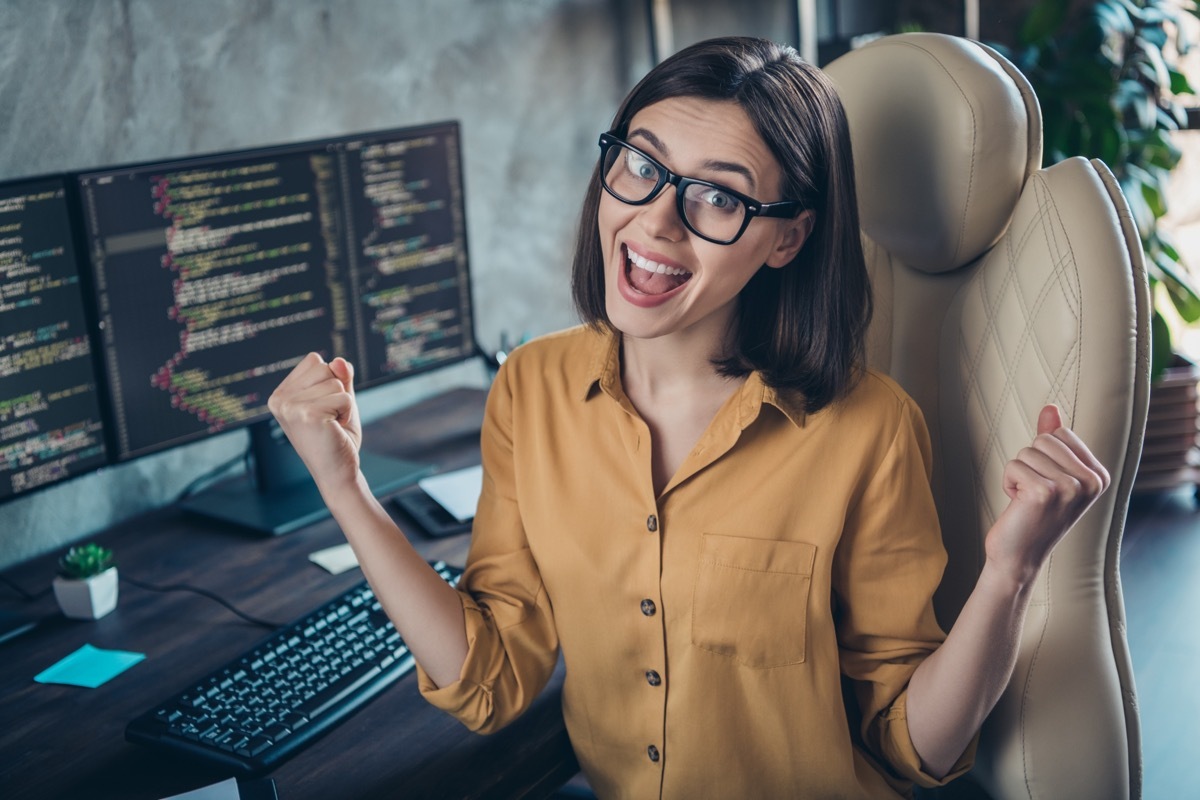 Woman Celebrating a Breakthrough