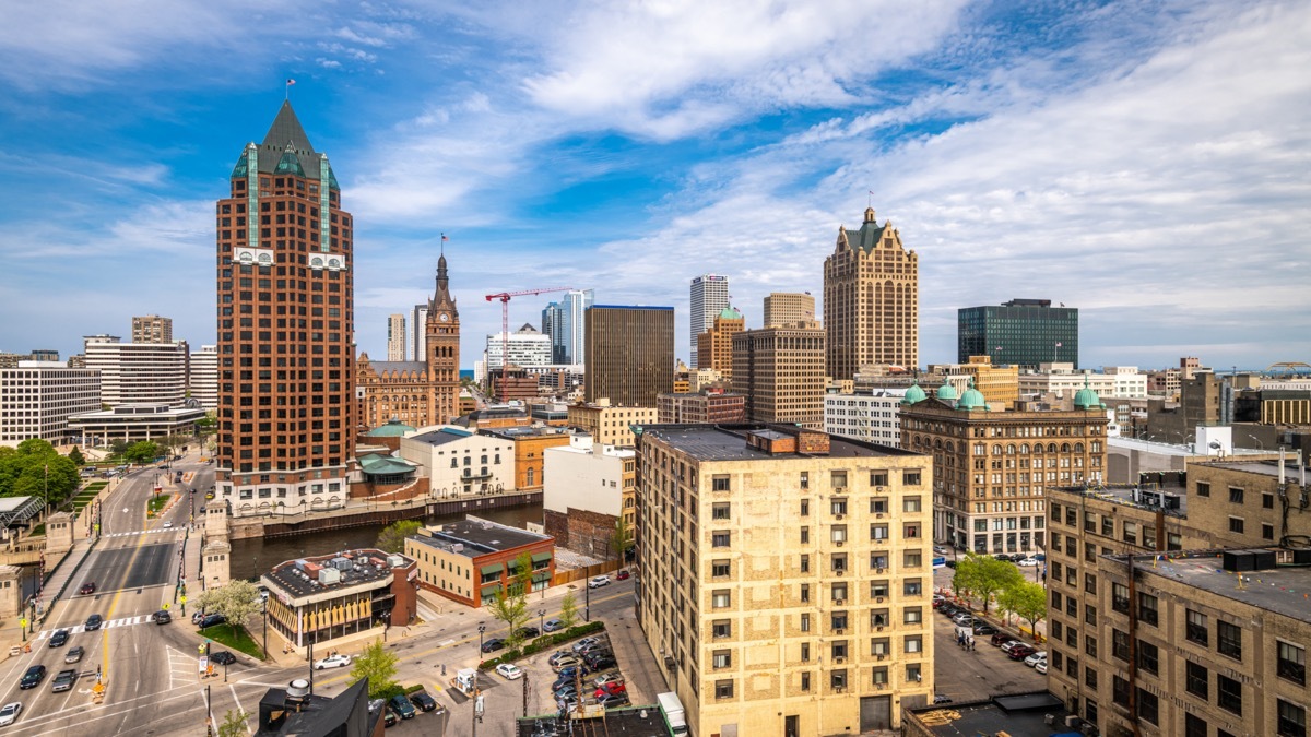 city skyline in downtown Milwaukee, Wisconsin