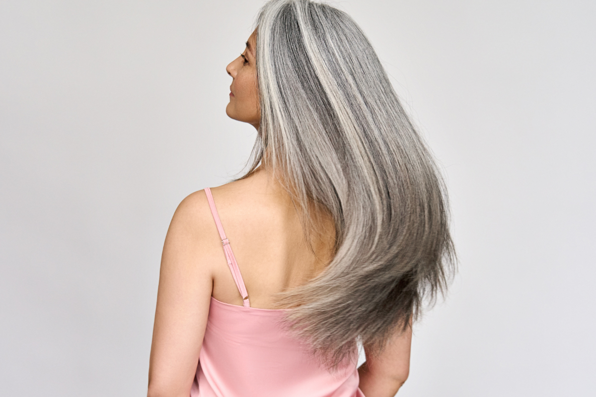 shiny gray hair