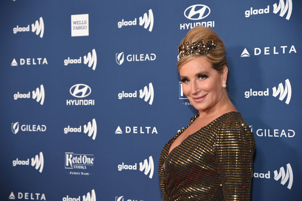 Sonja Morgan at the GLAAD Media Awards, wearing a gold dress