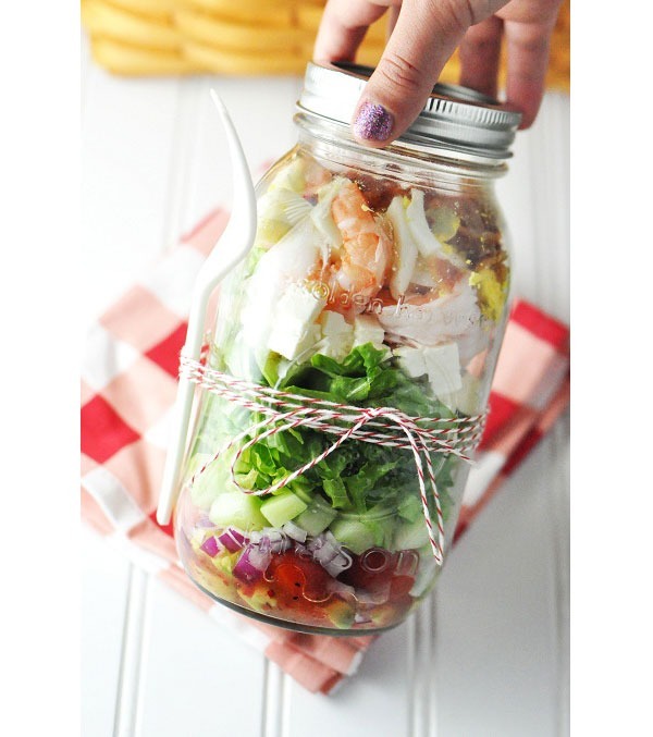 SHRIMP FETA COBB MASON JAR SALAD