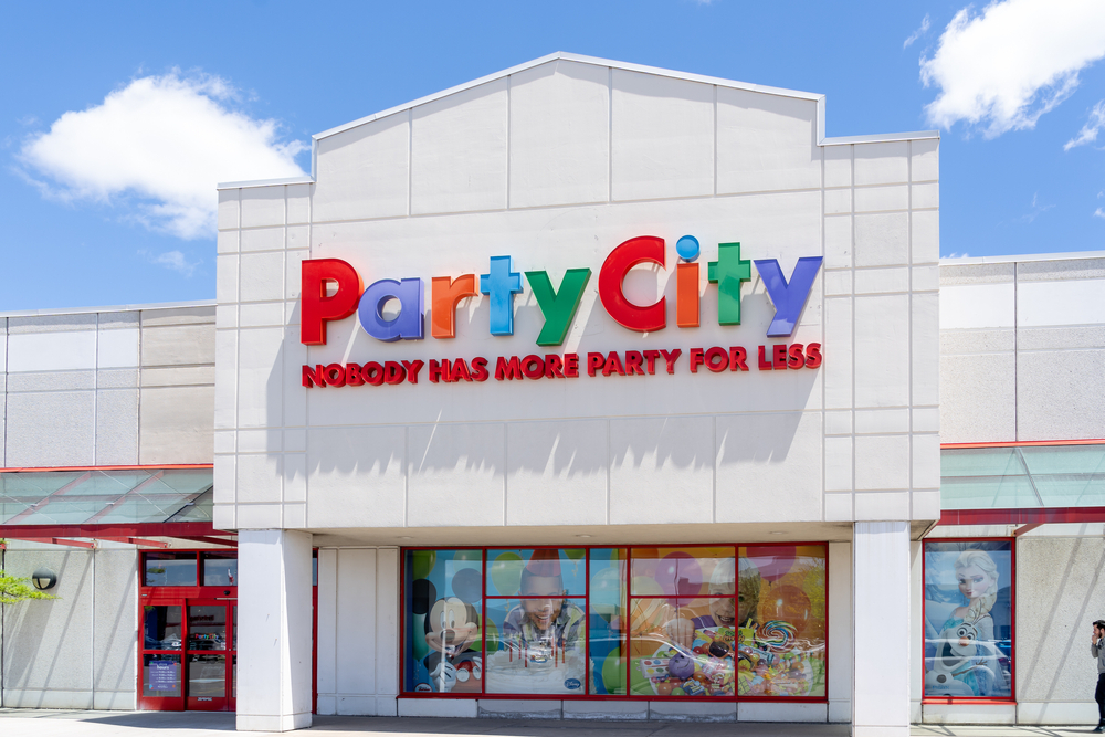 The storefront of a Party City location