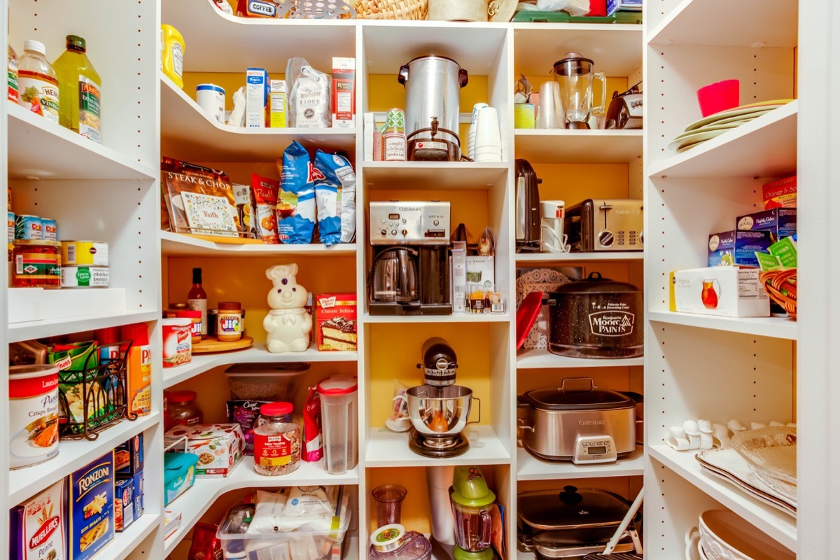 Walk-in pantry in home