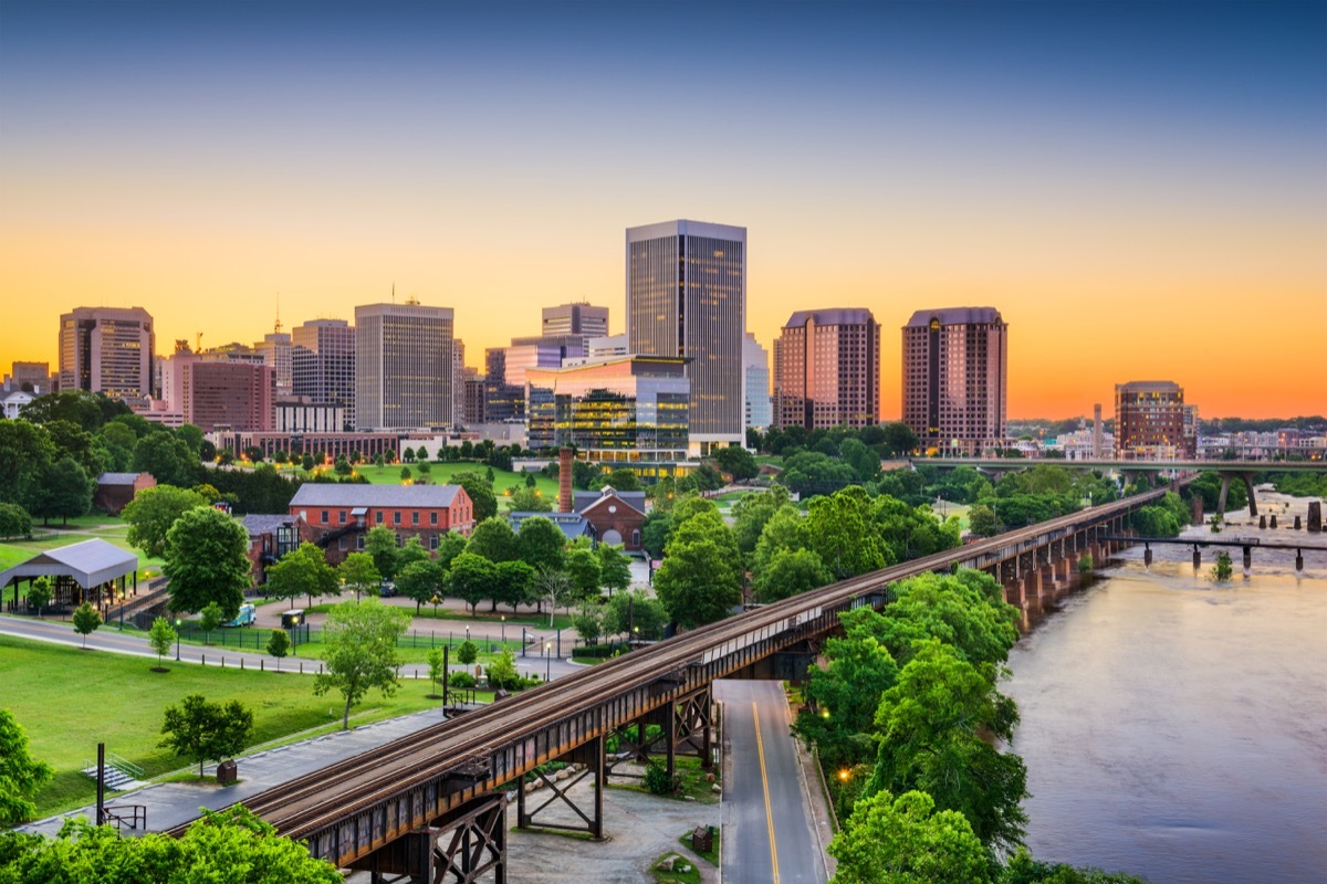 skyline view of richmond virginia at dusk