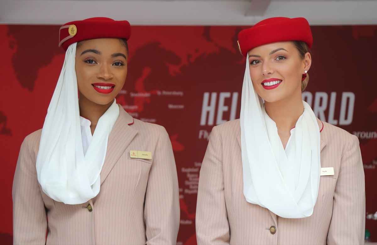 flight attendants from Emirates smiling