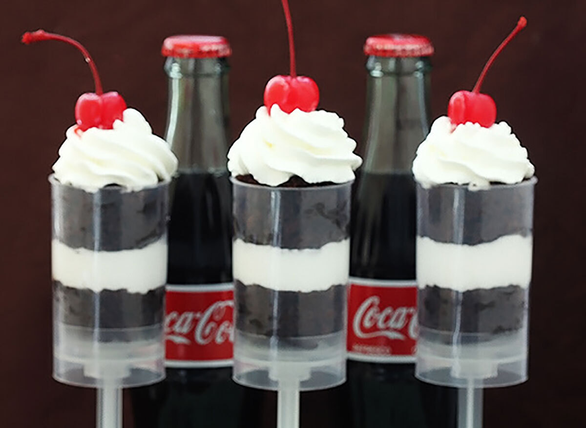 individual coke float push up pops with cherries and whipped cream