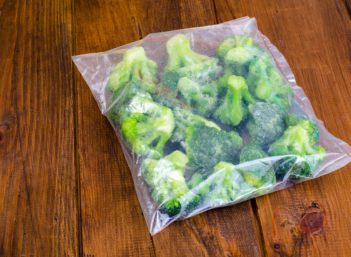 old frozen broccoli in bag