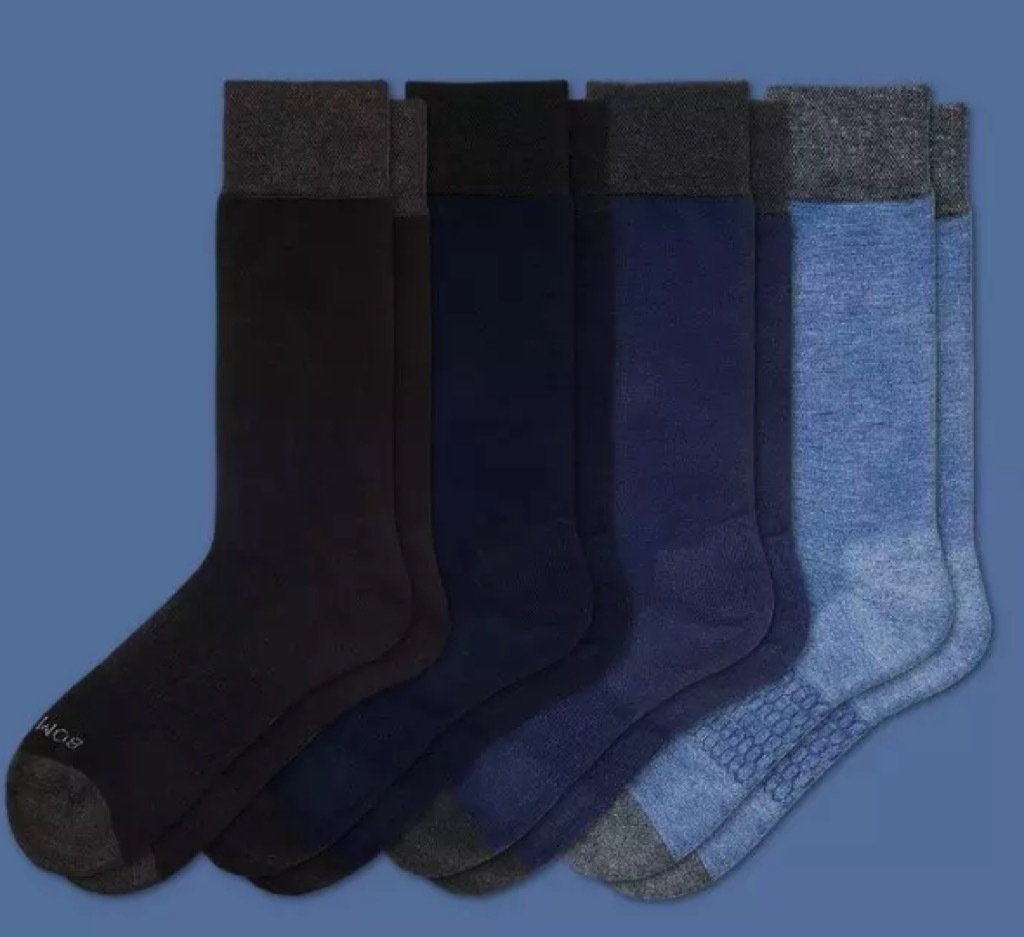 four pairs of blue socks