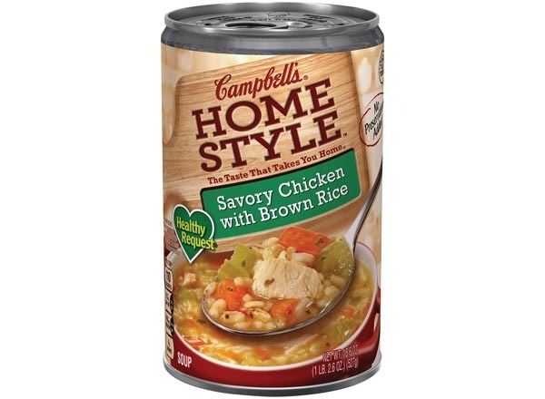 campbells healthy request savory  chicken with brown rice soup