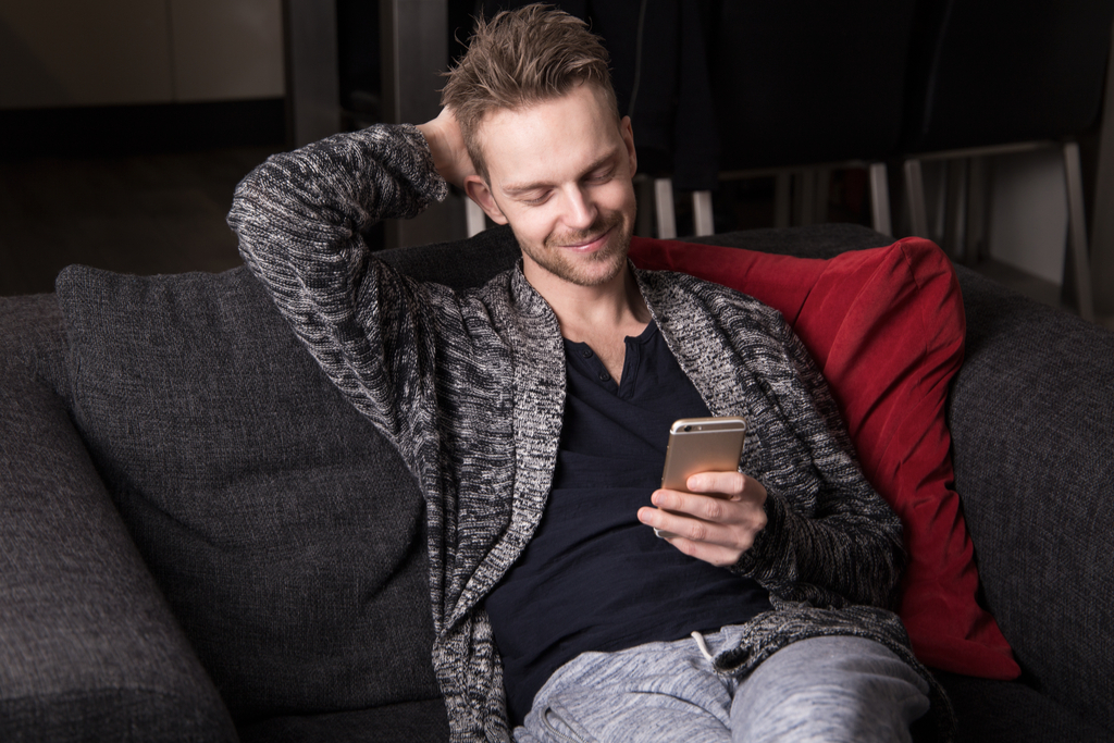 Man Sending Flirty Texts Romance