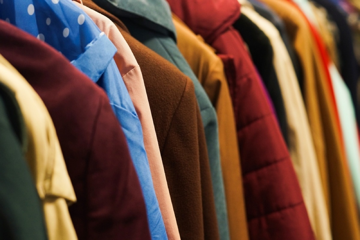 coats on a rack