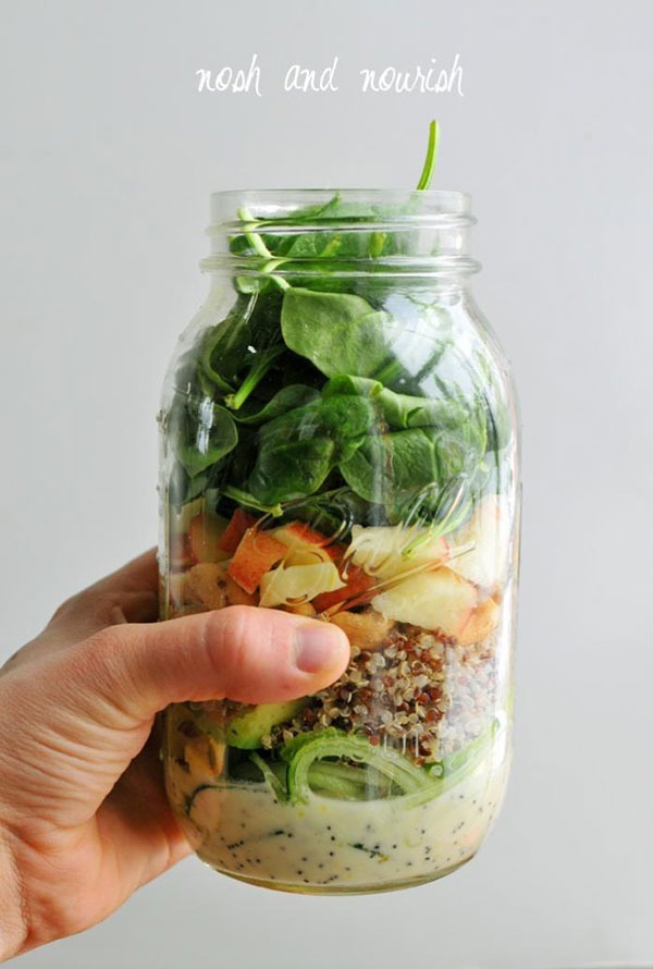 cucumber noodle mason jar salads