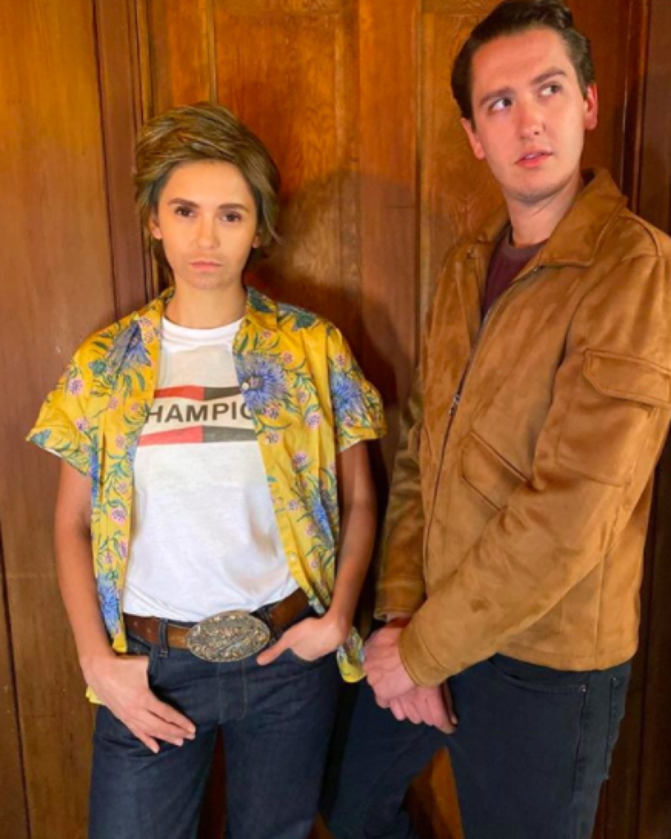 Nina Dobrev as Brad Pitt on Halloween