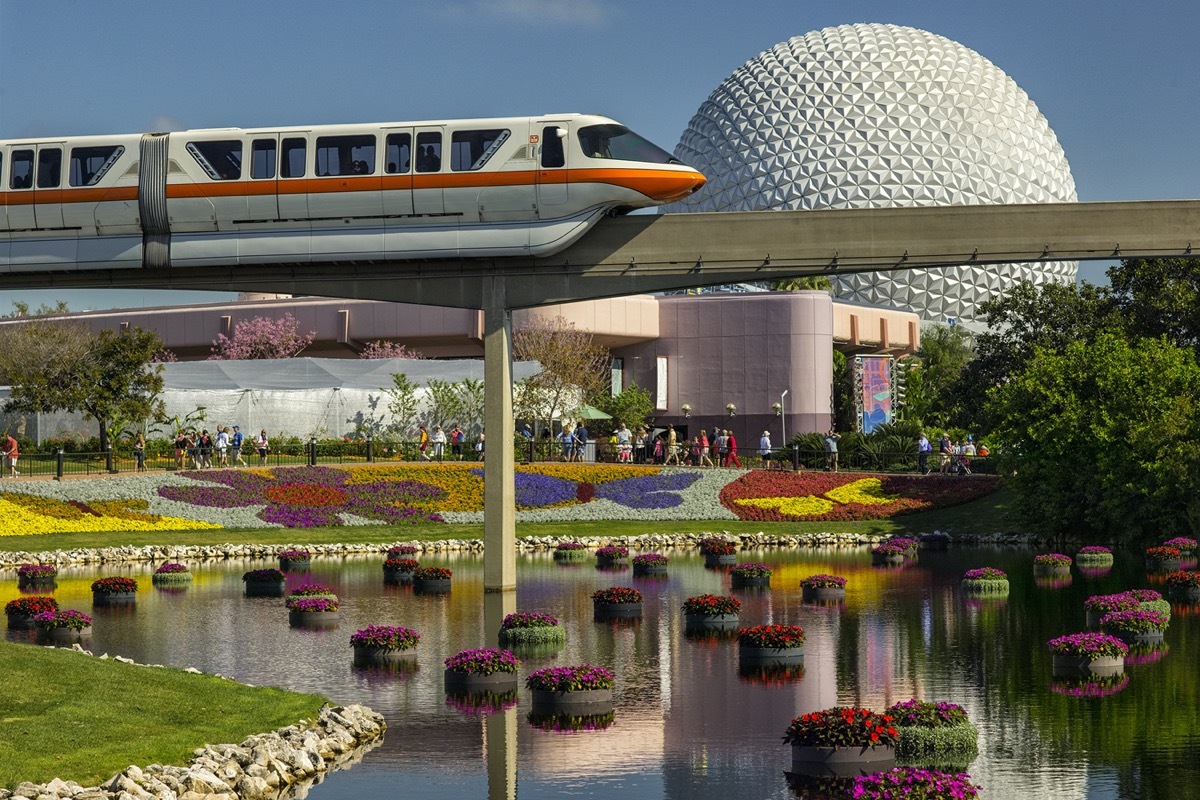 epcot behind the disney express train in walt disney world