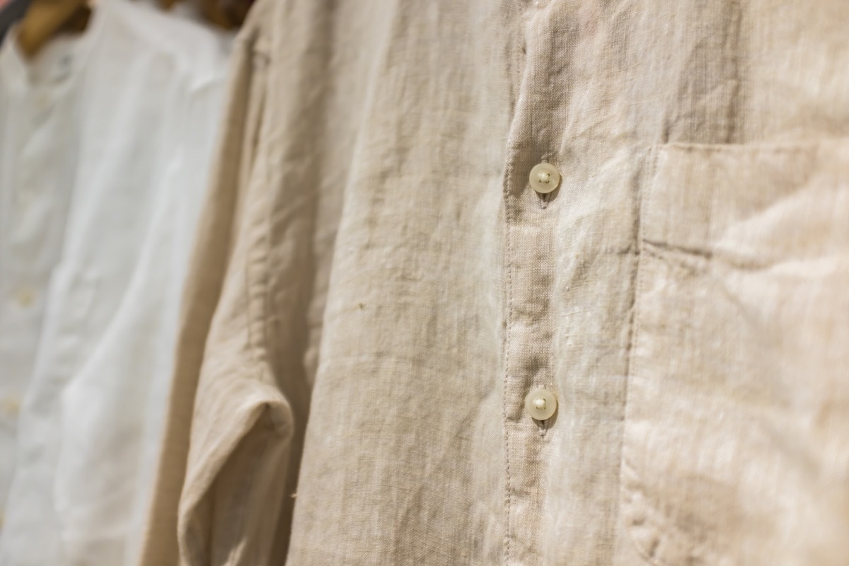 Shirts in linen fabric in the wardrobe