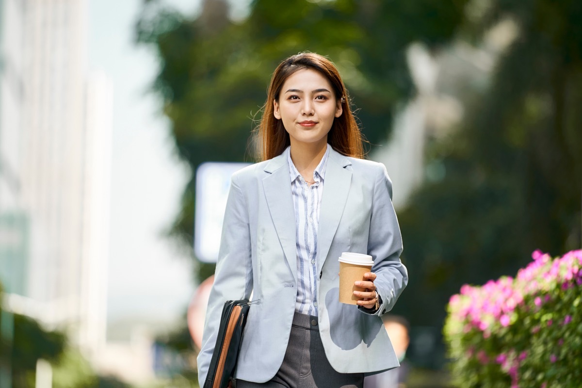 confident woman walking