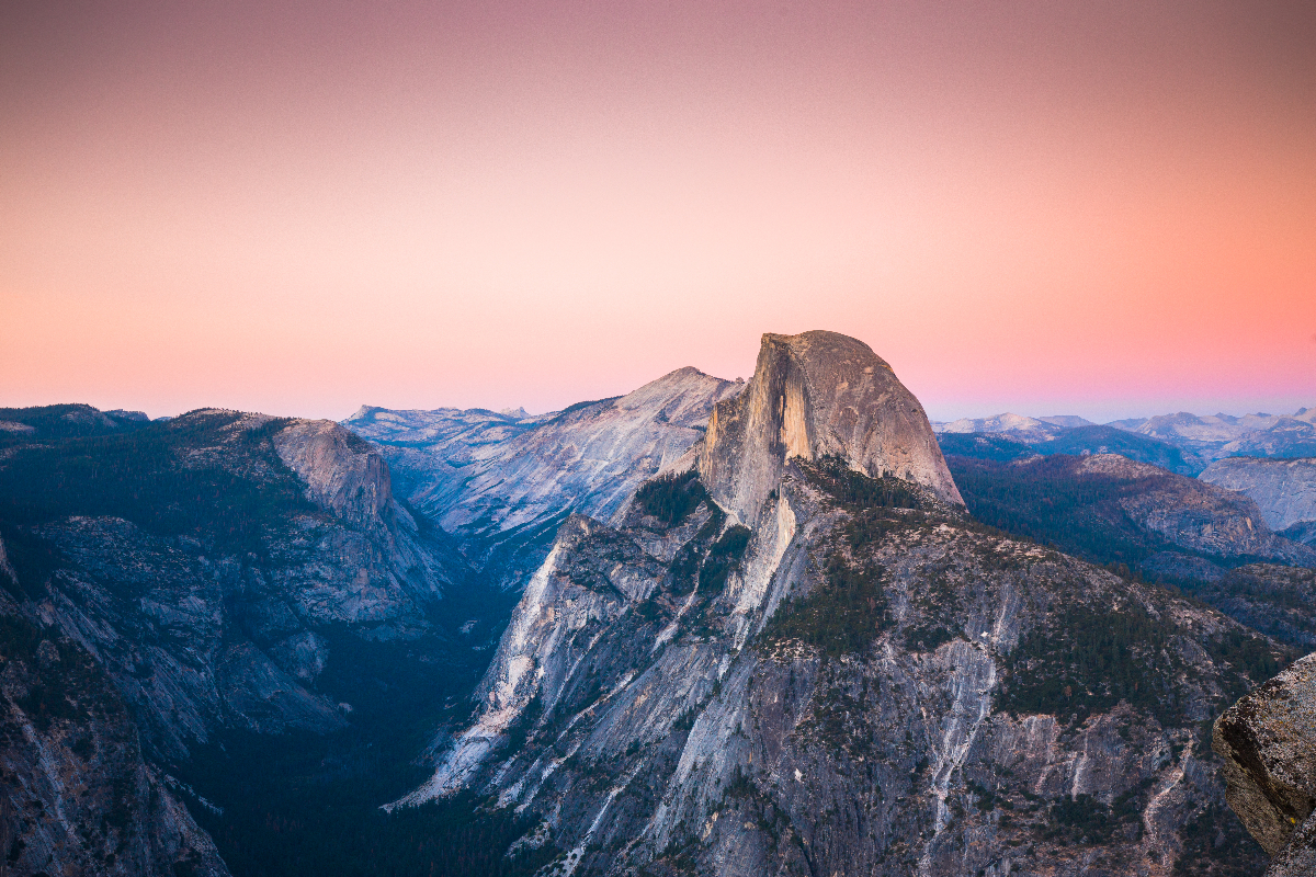 Glacier Point Mountain in Yosemite National Park in California