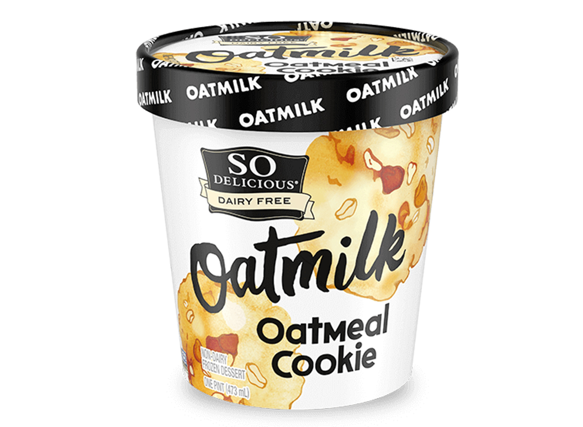 so delicious dairy free oatmilk frozen oatmeal cookie ice cream tub