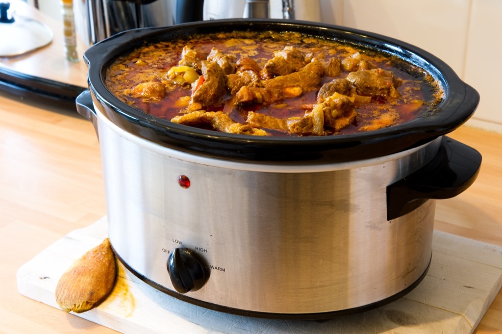 Food in the slow cooker.